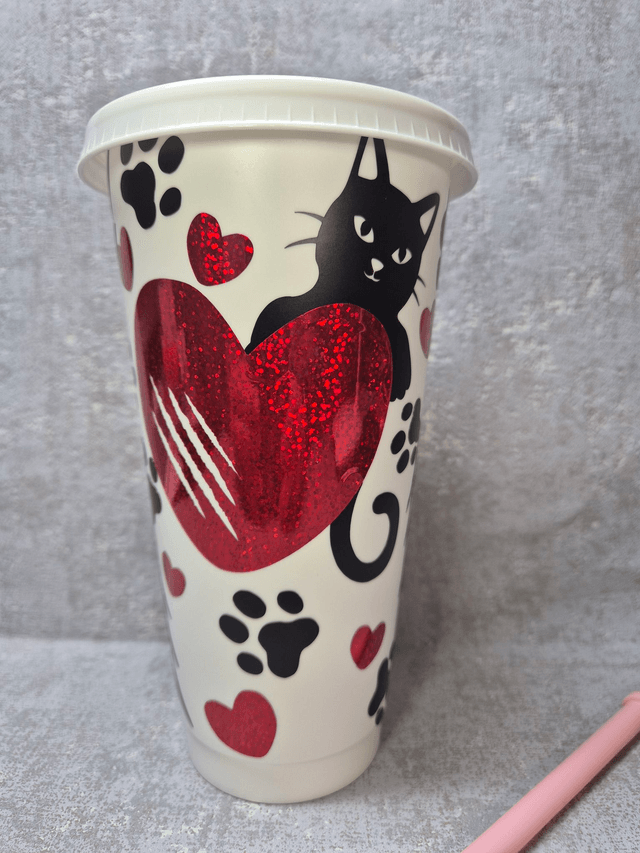 24oz plastic cold cup Valentines Day 